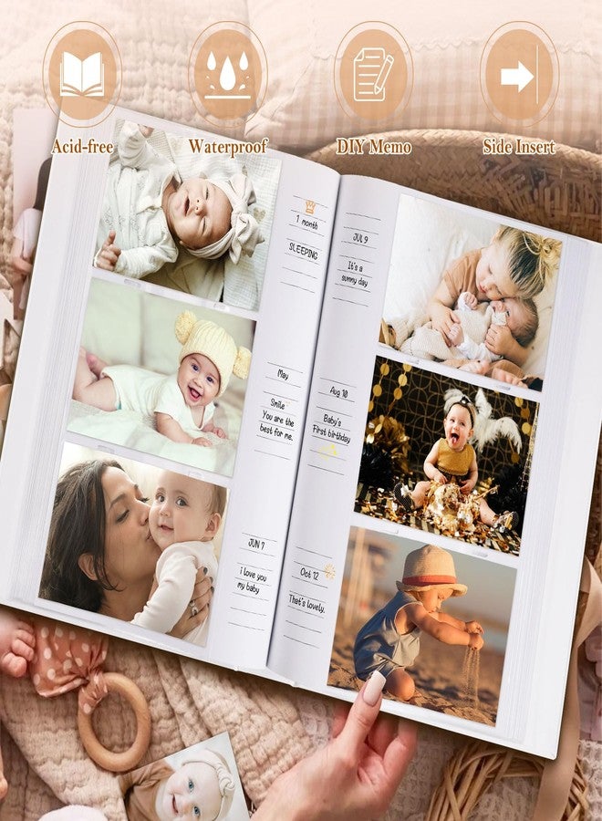 Lanpn Baby Photo Album 4x6 300 Pockets, Linen Hardcover Newborn Memory Book with Memo Writing Area, Bebe Photobook, Slip-in Picture Book, Ultrasound Album Keepsake Gifts for Boy Baby Shower Blue - Image 4